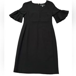 KARL LAGERFELD Tulip Sleeve Dress black bell sleeve eyelet detail size 2